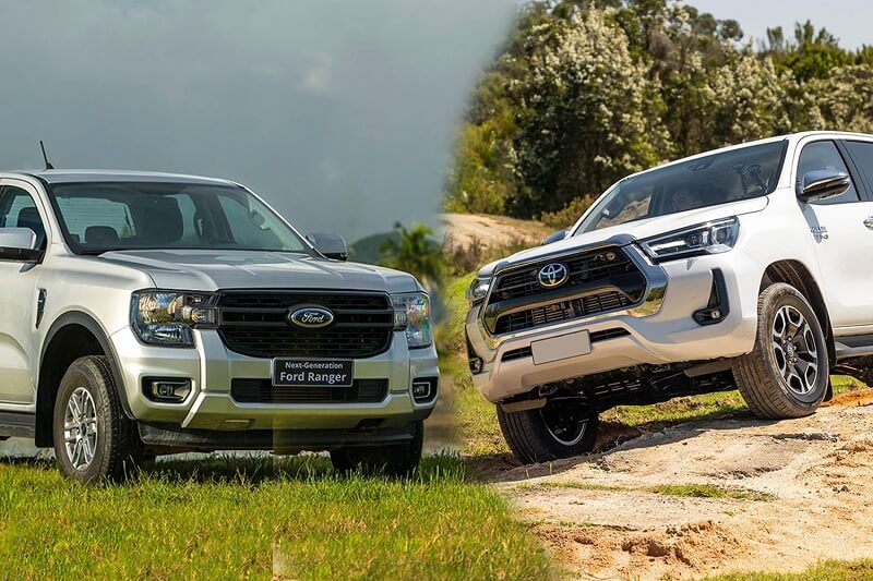 So sánh Toyota Hilux và Ford Ranger qua thân xe