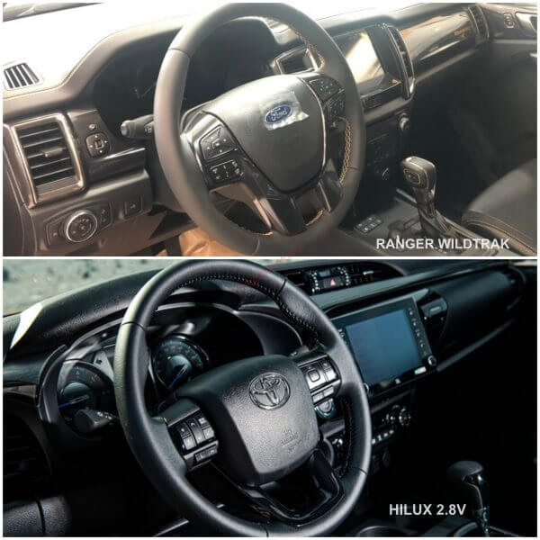 So sánh Toyota Hilux và Ford Ranger qua nội thất