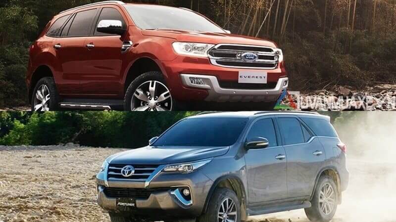 So sánh xe Ford Everest và Fortuner qua đuôi xe
