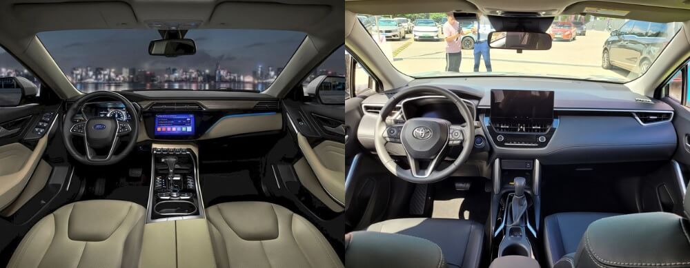 So sánh Ford Territory và Toyota Corolla Cross qua khoang lái