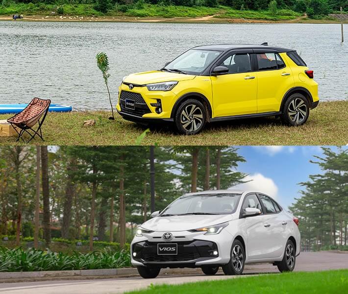 So sánh Toyota Raize và Toyota Vios qua ngoại thất