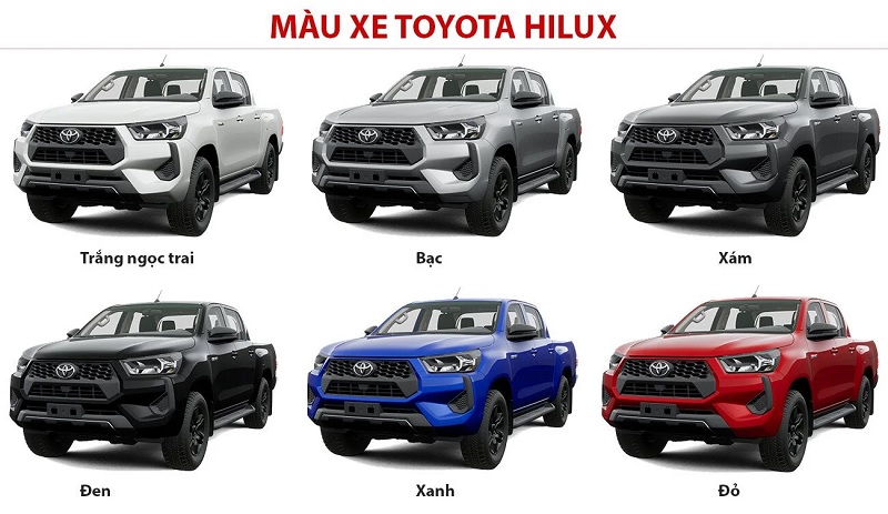 Toyota Hilux có mấy màu?